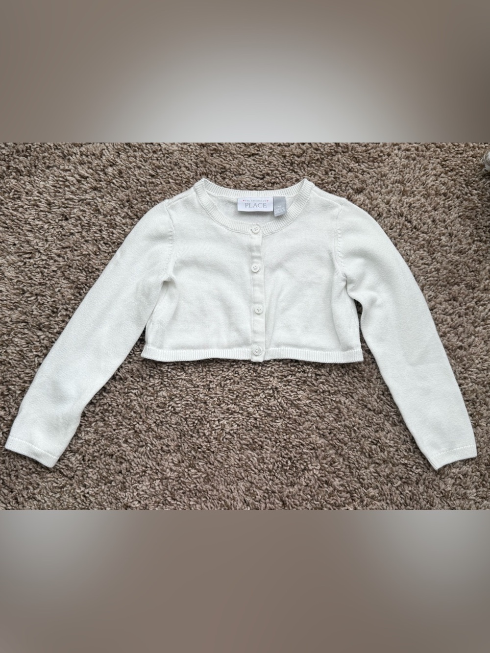 The Children’s Place Girls Ivory Cropped Cardigan Sweater Size 4T